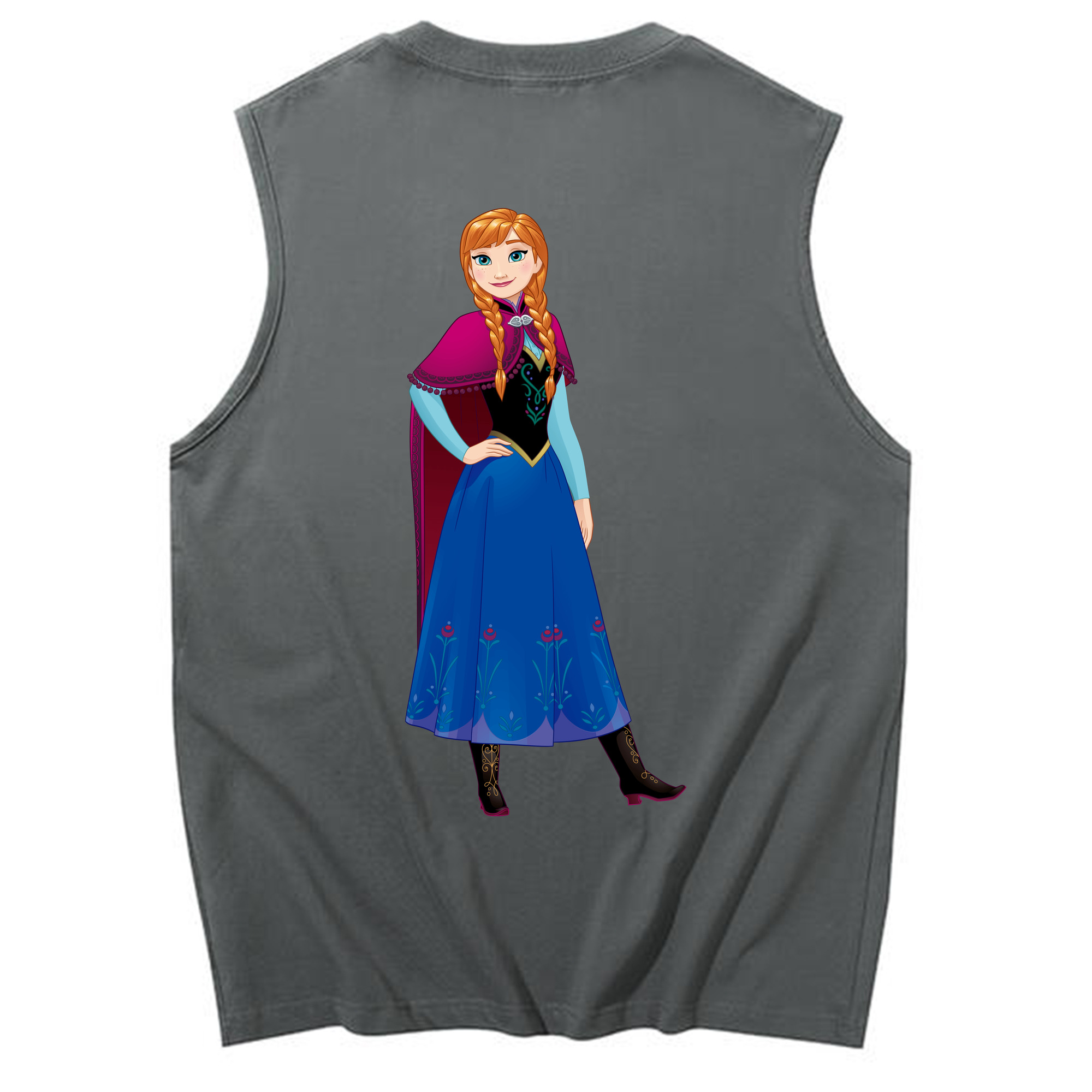 （画像用） アナと雪の女王 アンナ エルサ Frozen Anna Elsa コットン100％タンクトップ（背面プリント）